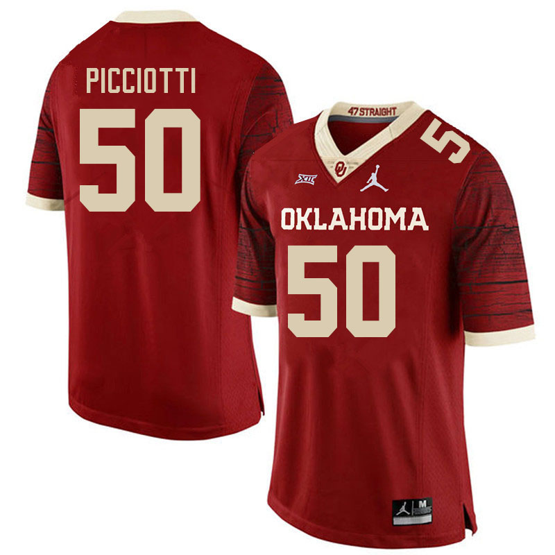 Oklahoma Sooners #50 Phil Picciotti College Football Jerseys Stitched-Retro